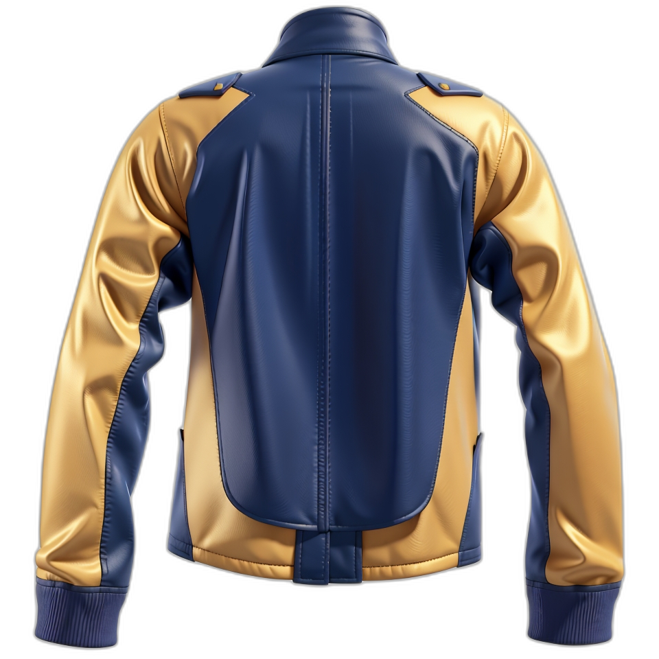 Classic Navy Blue Motorcycle Jacket-Back